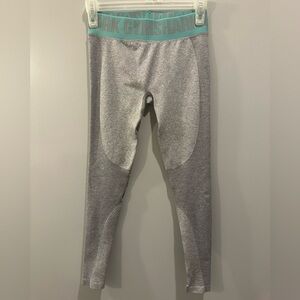 Gymshark Flex Leggings Size S Grey With Teal Waistband